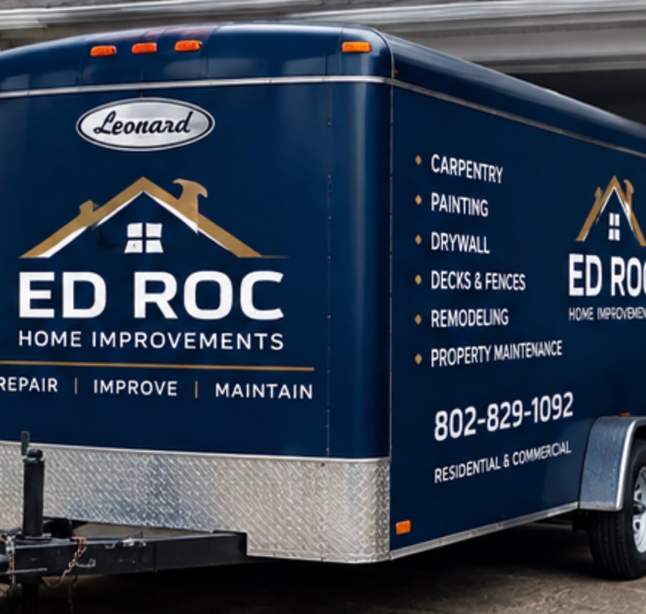 Ed Roc’s navy and gold branded trailer