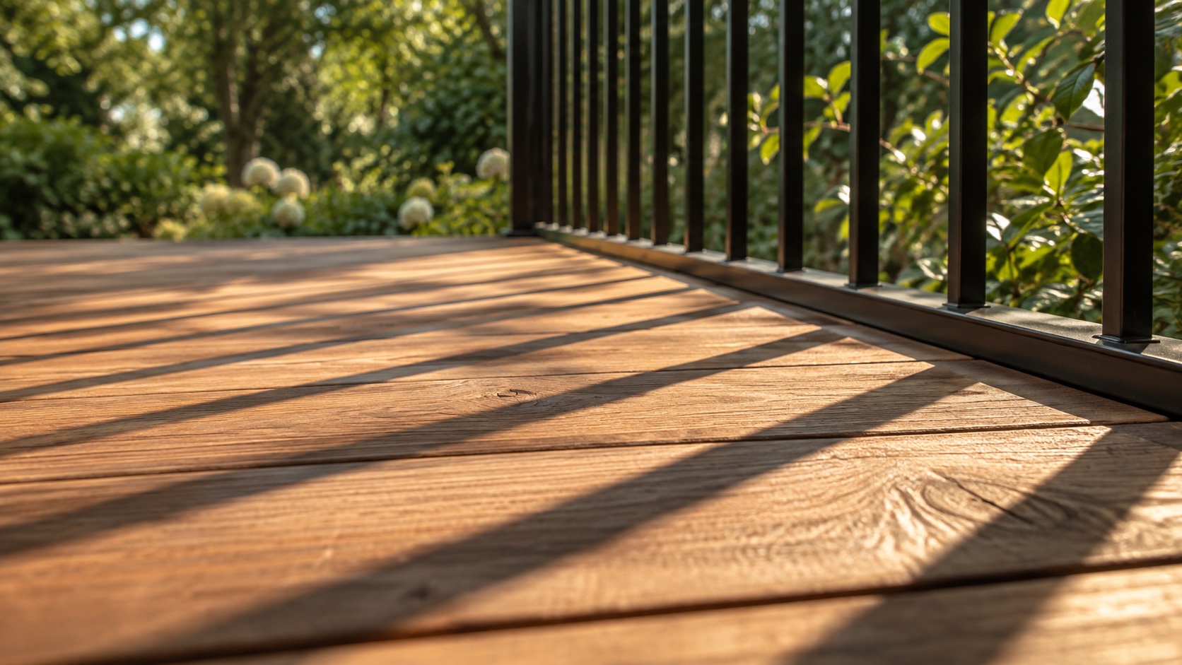 Cedar deck boards in natural light